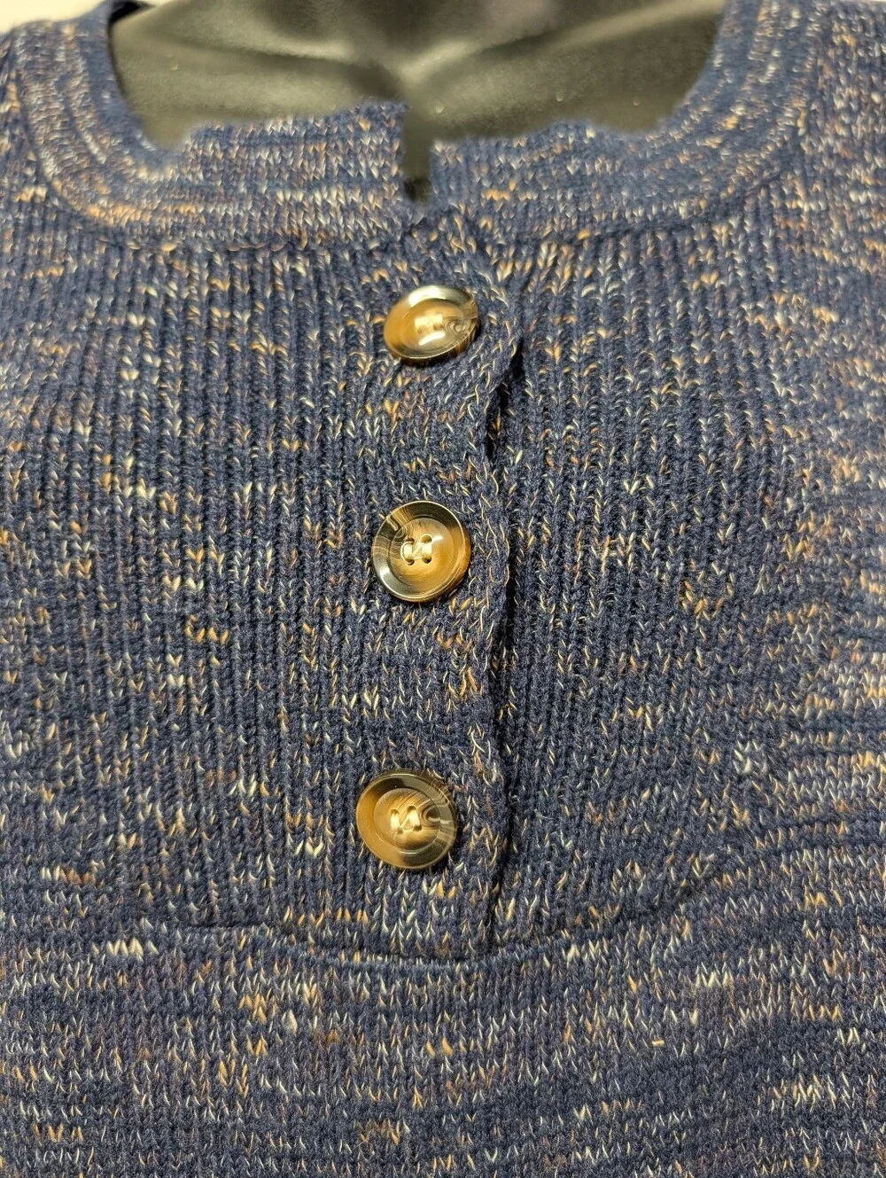 BLOOMCHIC Blue Heathered Knit Henley Button Pullover Sweater Womens Plus 26 NWOT
